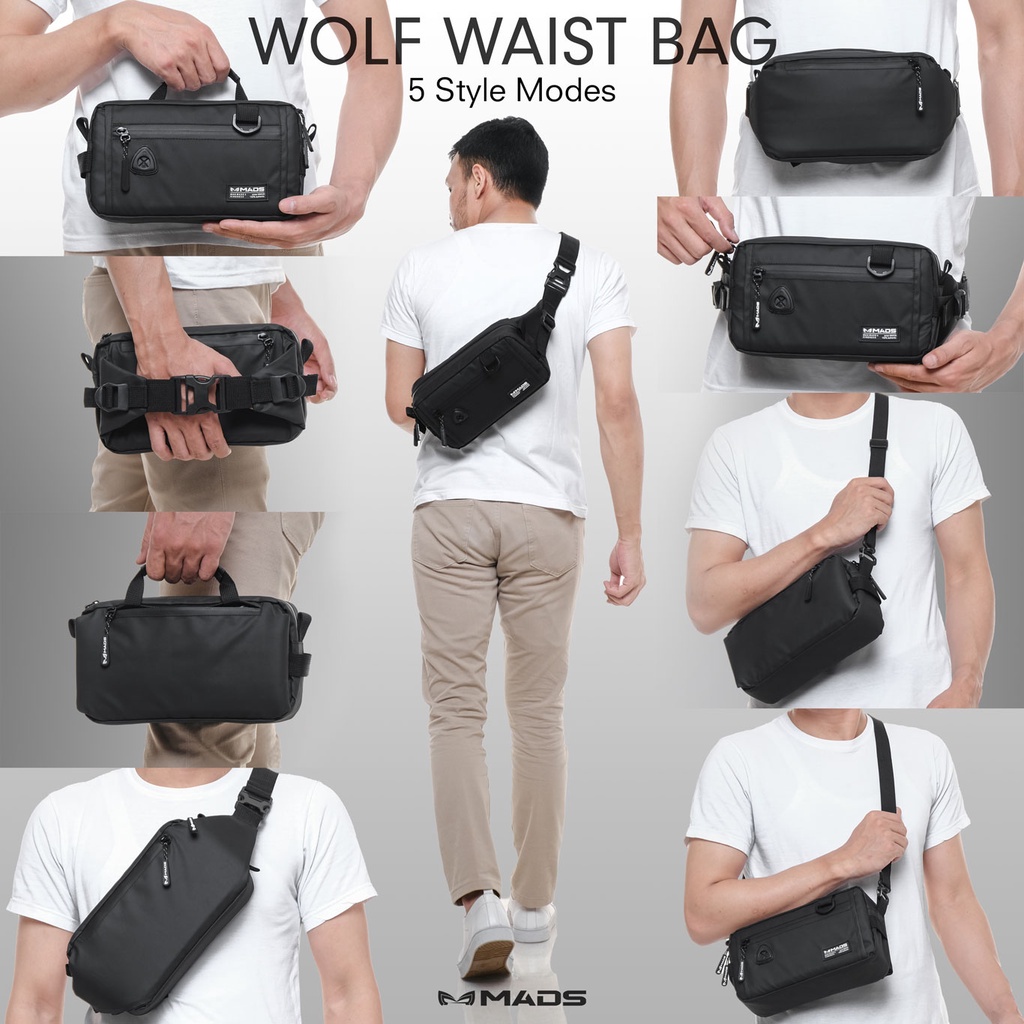 ZQ88Y Mr Mads - Waist Bag WOLF - Tas Pinggang / ShoulderBag / SlingBag  / HandBag / ChestBag (Bisa D