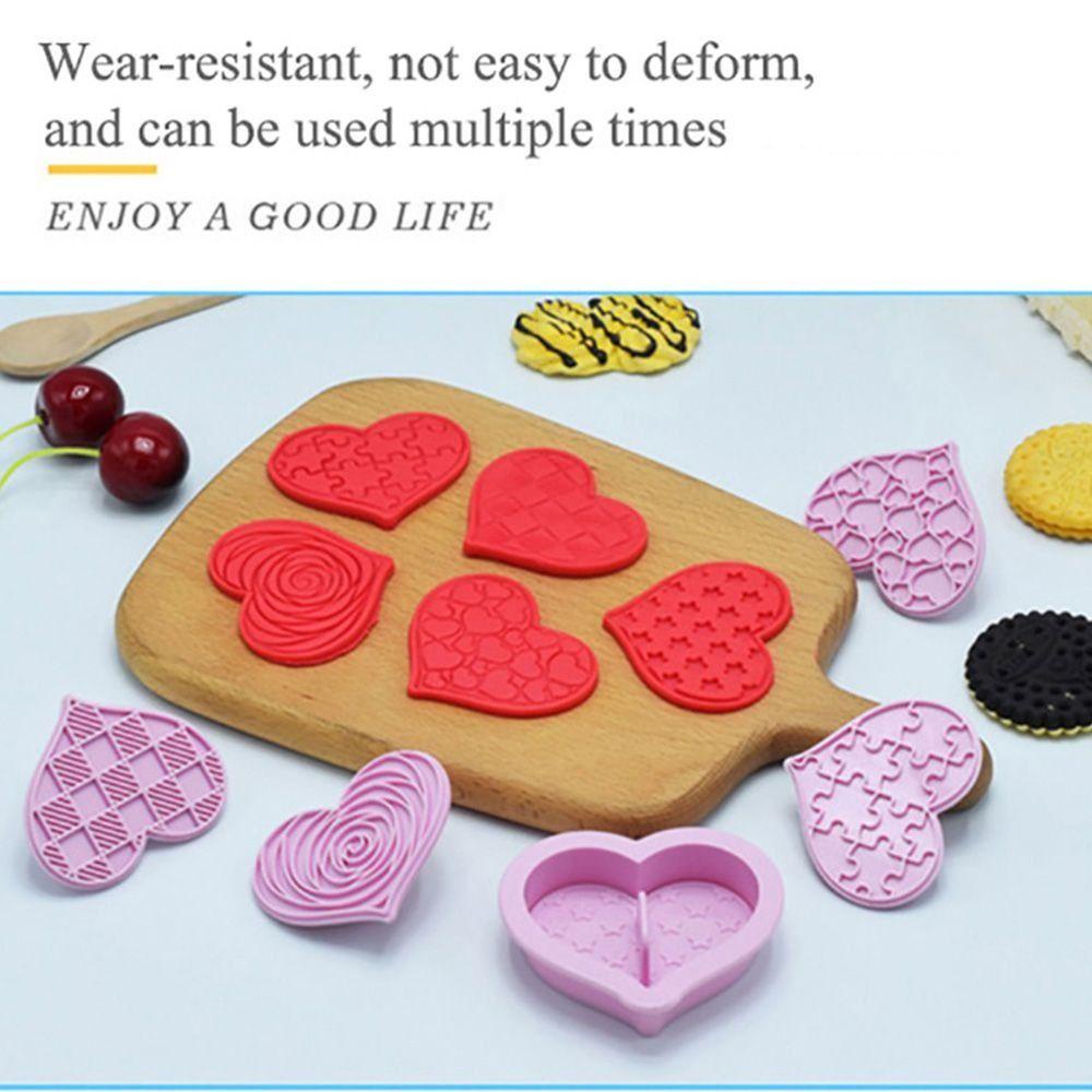 Top 7pcs/set Hari Valentine Alat Kue Pastry Dekorasi Cetakan Kue Plastik 3D Cookie Cutter