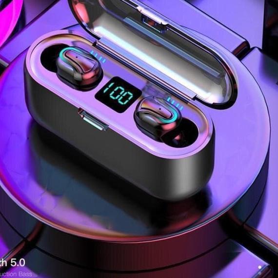 TWS HBQ Q32 Earphones Bluetooth 5.0+EDR Bass Stereo IPX5 Anti Air - F9 Black