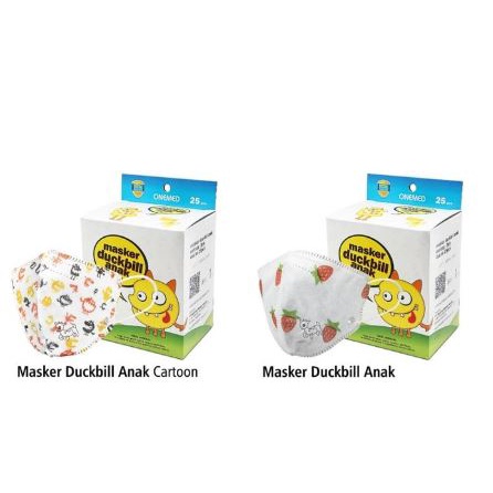 ONEMED Masker DUCKBILL Anak isi 25 Mask Earloop Medis Strawberry / Cartoon 25s