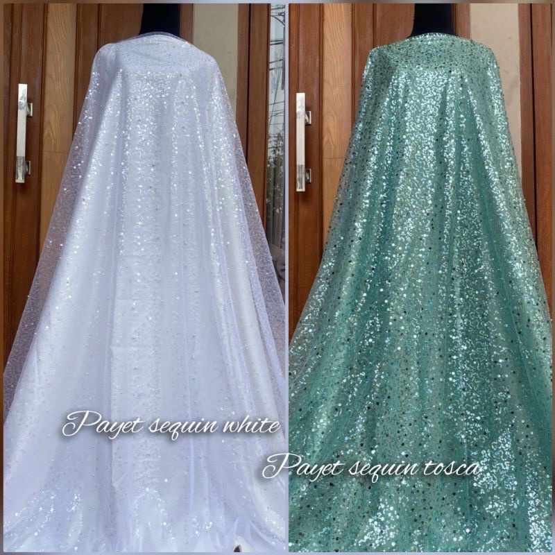 NEW PROMO!!! KAIN BAHAN TILE PAYET MUTIARA SWAROSKI / BAHAN KEBAYA BROKAT TULLE.
