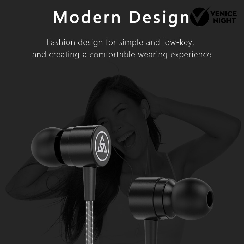 (VNEP) (Berkabel) D1 Stylish 3.5mm In-ear Metal Earphone Stereo Mobile Phone Headset dengan Mic