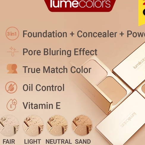 Promo Lumecolors Compact Powder Light,Neutral,Sand,Fair