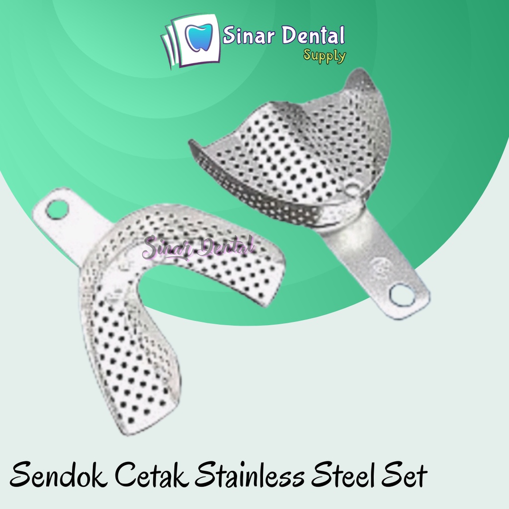 Jual Dental Set Sendok Cetak Gigi Metal Stainless Steel Tray