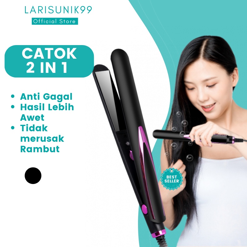 Catokan Rambut Keriting Lurus 2 in 1 Wanita Pelurus Pengeriting Catok Rambut Terbagus Alat Pencatok Keriting Catok Rambut Lurus Pengriting Ion Tourmaline Besi Perawatan Kecantikan Ori Original Premium Terbaru