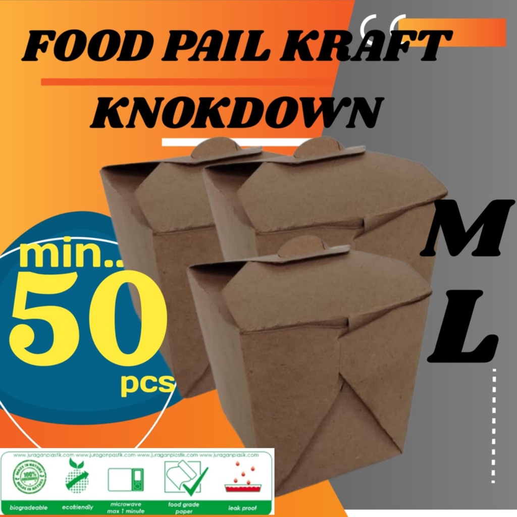 Food Pail Tempat Paper Lunch Box Kotak Makan Nasi Kotak Food Rice Box Bowl Nasi Makanan Kertas Box P