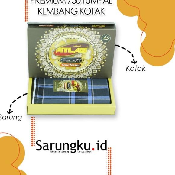 SARUNG ATLAS PREMIUM 750 TUMPAL KEMBANG KOTAK-KOTAK - 37