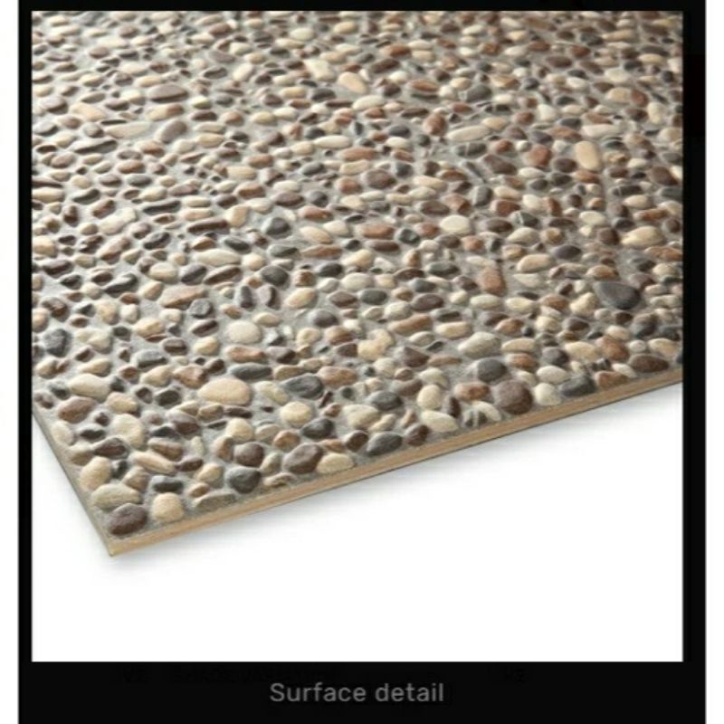 Keramik Lantai 40x40 Motif Batu Kerikil Roman dCoral Bruno / Grigio