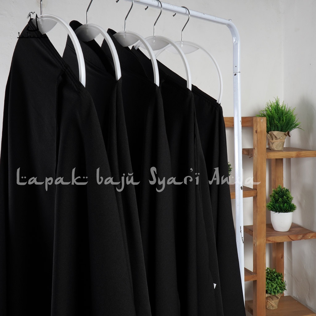 Labasa Jilbab Khimar Anak Syari Non Pet Hitam Polos &amp; Aneka Warna Ity Crepe | Bisa COD