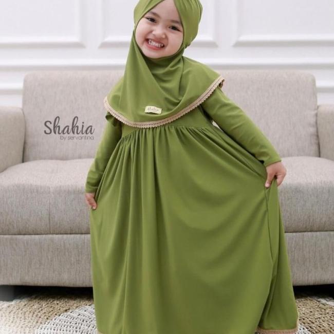 Gamis syari anak shahia plus jilbab - Tosca, S