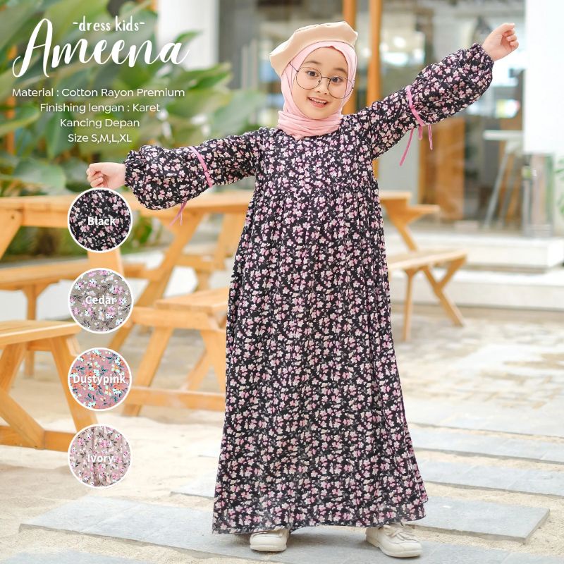 New-Gamis Anak/Homey Dress Anak-Homey Dress Ameena-Bahan Katun Rayon Premium-Busana Muslim Anak murah