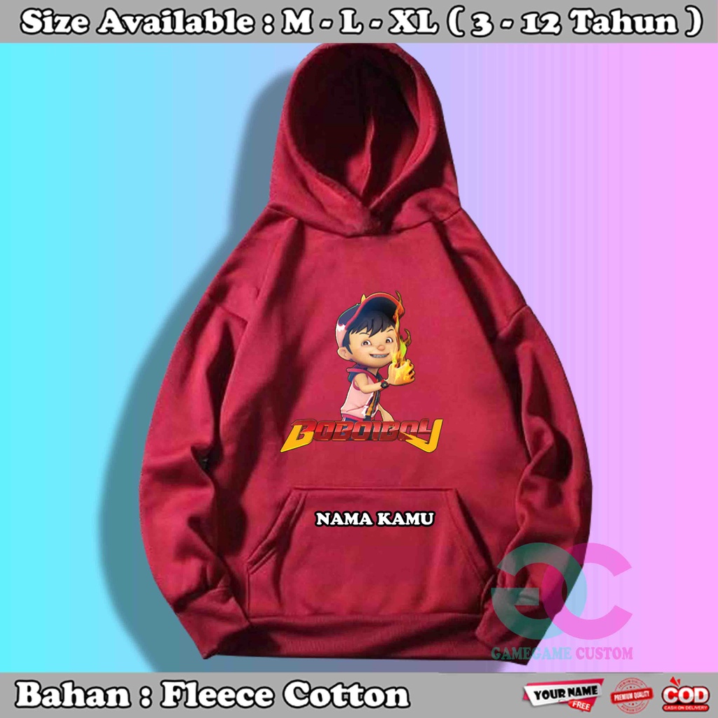 Hoodie Anak Laki Laki Boboiboy Api - Baju anak Cartoon Boboiboy 283