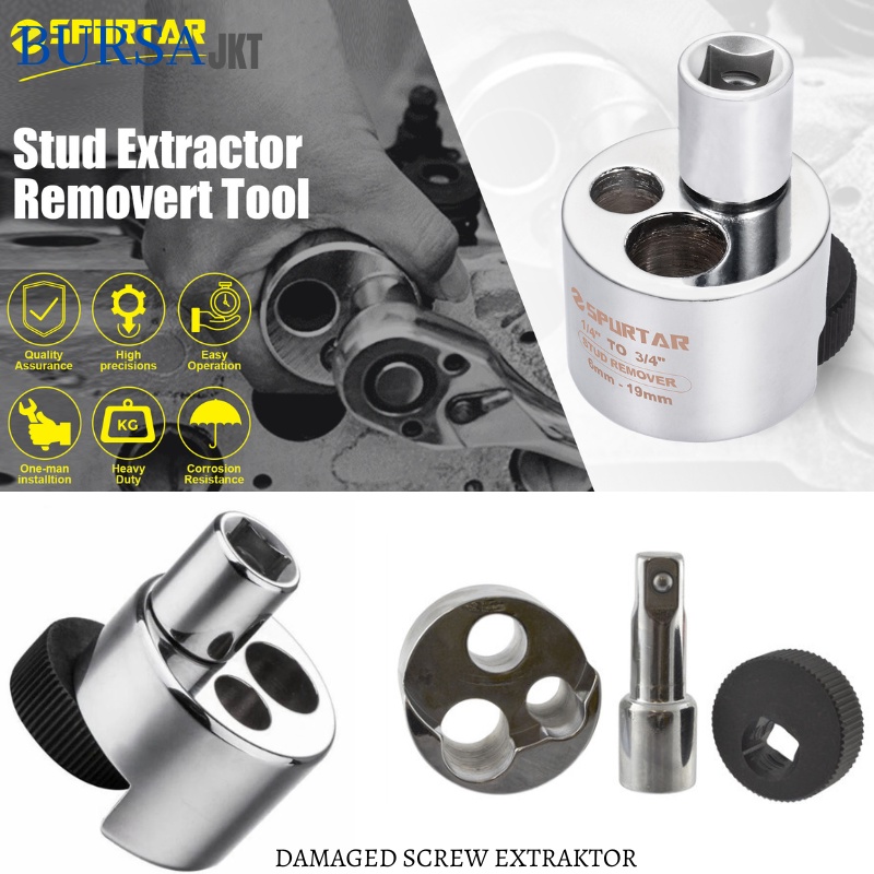 KUNCI STUD REMOVER EXTRACTOR PULLER TOOL 1/2&quot; Drive 1/4 (6mm) - 3/4&quot; (19mm)