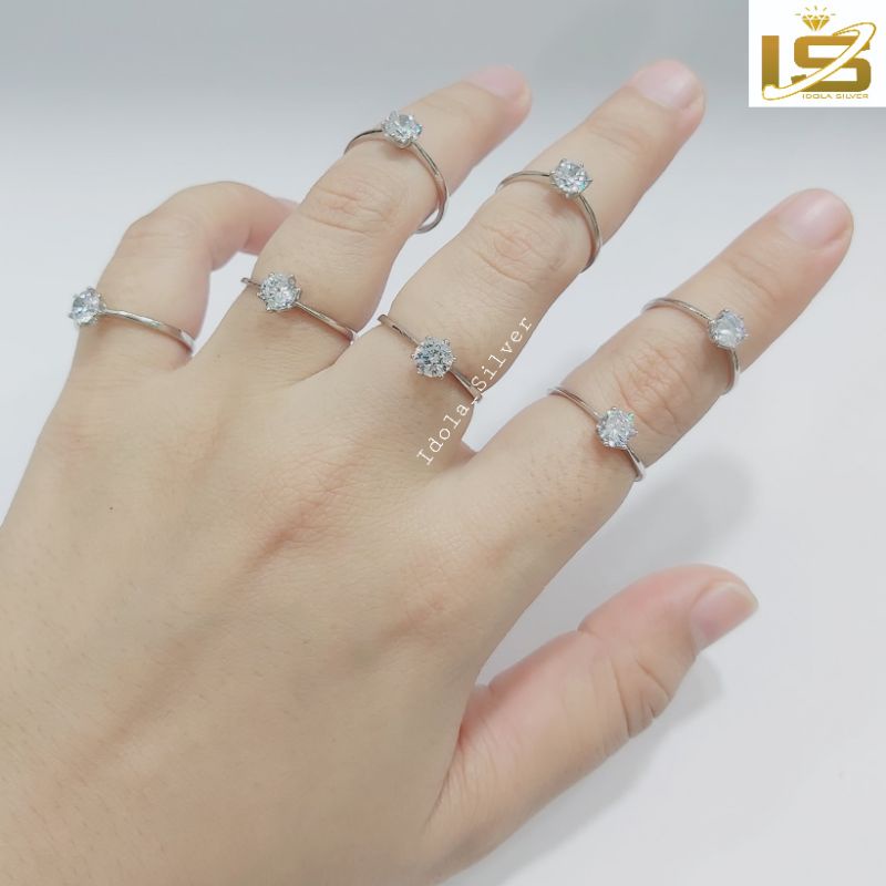 CINCIN PERAK ASLI SILVER 925 LAPIS EMAS PUTIH MODEL DESI PERMATA 1 POLOS - PERHIASAN PERAK WANITA ASLI