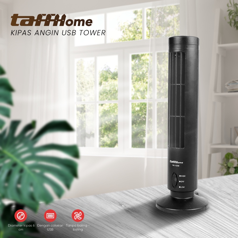 TaffHOME Kipas Angin USB Tower Fan Leafless Ultra Quite - Black