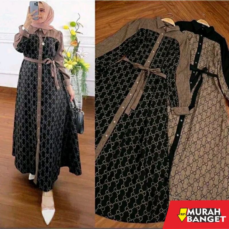model gamis kombinasi polos terbaru 2022 GAMIS RAYON PREMIUM/DRESS RAYON KANCING DEPAN/DRESS RAYON T