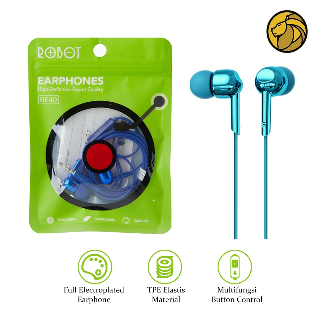 Handsfree Robot RE40 - RE10 Earphone Wired Headset Semi In-Ear Clear