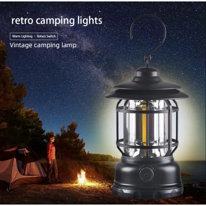 2022 Baru Berkemah Portabel Retro Lentera Vintage Tenda Pencahayaan Lentera Dekorasi Tahan Air Outdoor Lampu Taman