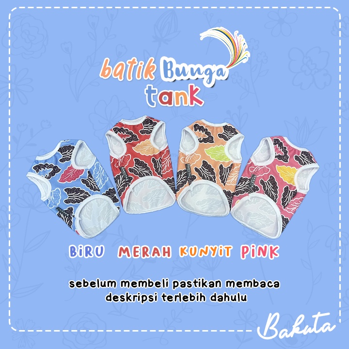 Baju Kucing Tank Edisi Batik Bunga Tank Lucu Untuk Kucing dan anjing / Baju Kucing Termurah Size XS-XL / Baju Kucing Tangerang