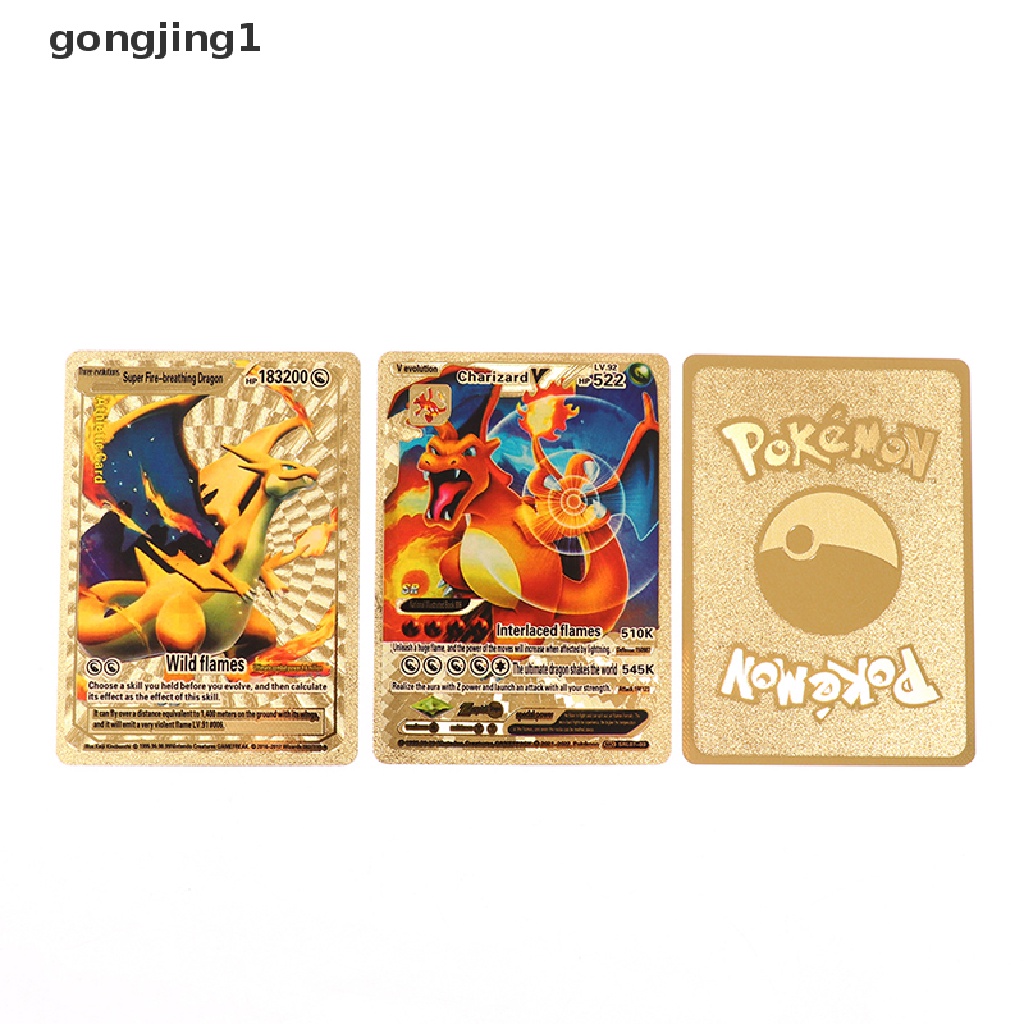 Ggg 54pcs Kartu Pokemon Vmax GX Energi Bahan Metal Warna Emas Untuk Koleksi