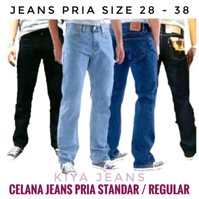 Jual Celana Jeans Pria Standar Regular Panjang Jean Cowok Distro Dewasa