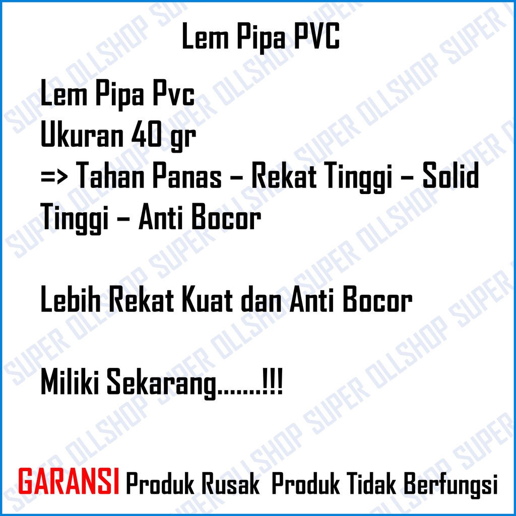 Lem Pipa Tube / Lem Pipa Pvc / Lem Paralon Lem PVC Tube Odol Murah Anti Bocor