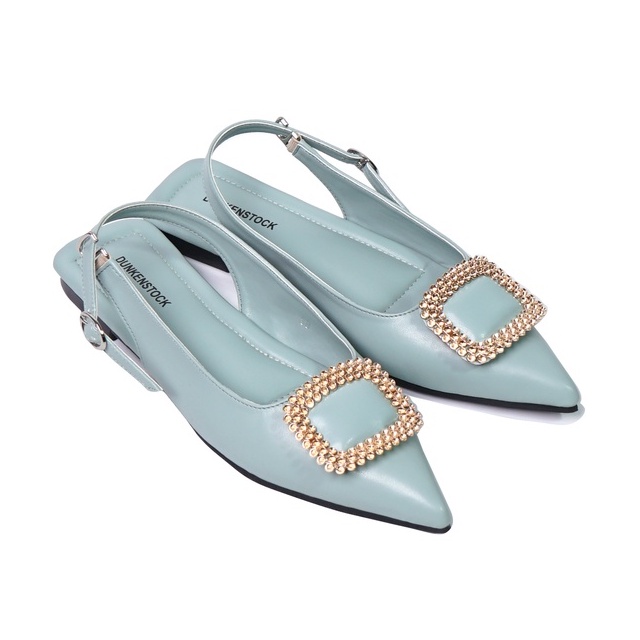 BELLEZA MALL - Slingback Flat Shoes Dunkenstock KALEA Sea Salt | sepatu flats kerja kantoran wanita kekinian hak rendah 1cm warna biru muda | mules flatshoes pergi formal shoe cewek / perempuan executive beleza shoes official terbaru