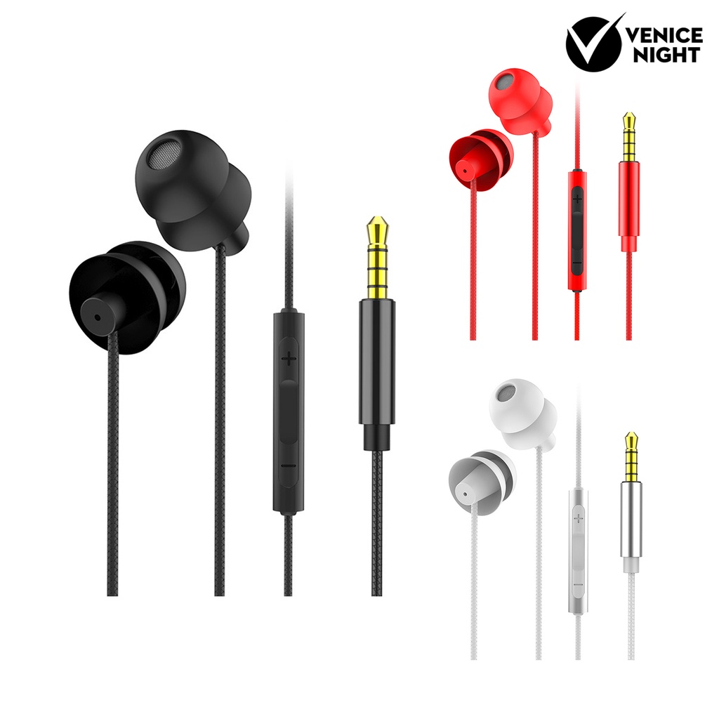 (VNEP) (Berkabel) Headphone In-ear Pengisolasi Kebisingan Silikon Ultra-ringan Earbud Tidur dengan Mikrofon