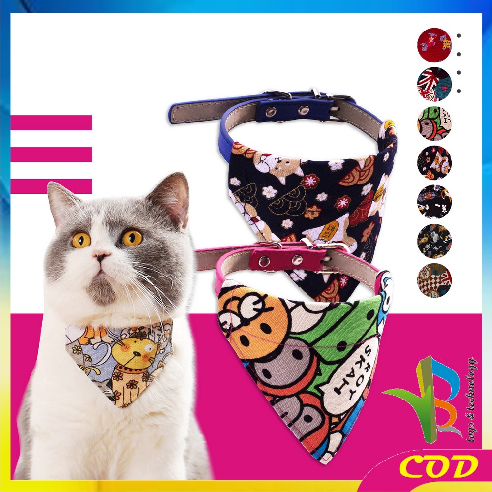 RB-C568 Kalung Bandana Slayer Kucing Anjing Motif Syal Segitiga / Kalung Scarf Anjing Kucing Kelinci Aksesoris Hewan Peliharaan