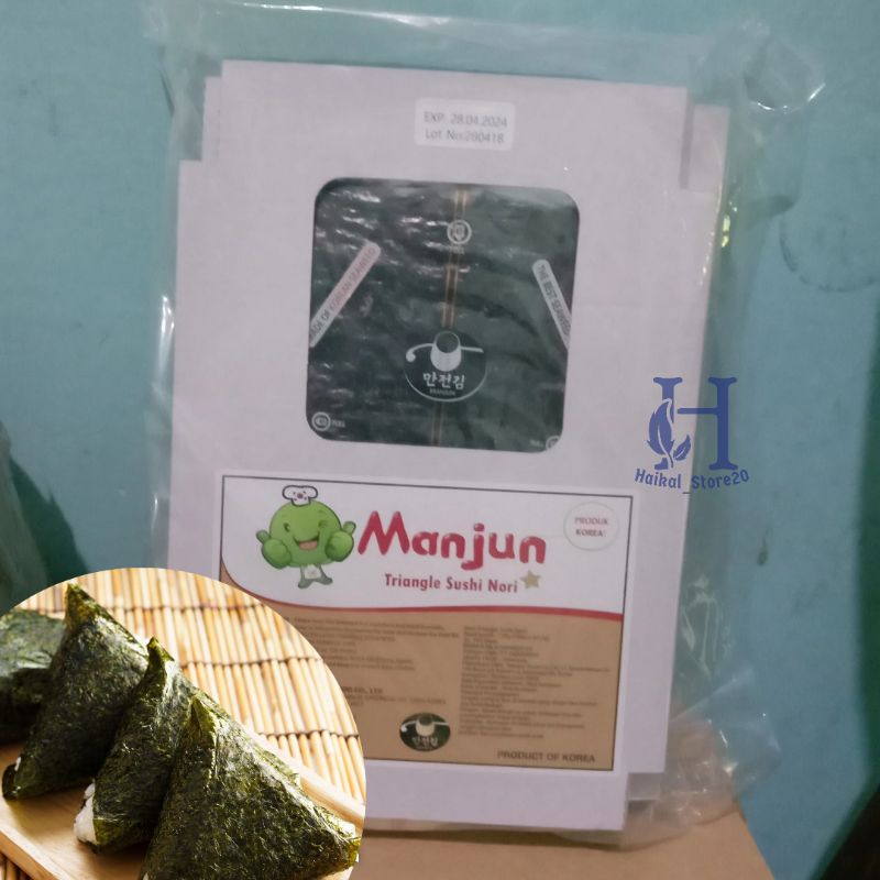 

Onigiri Manjun Triangle Sushi Nori 1 pack 100 pcs/ HALAL/Rumput laut