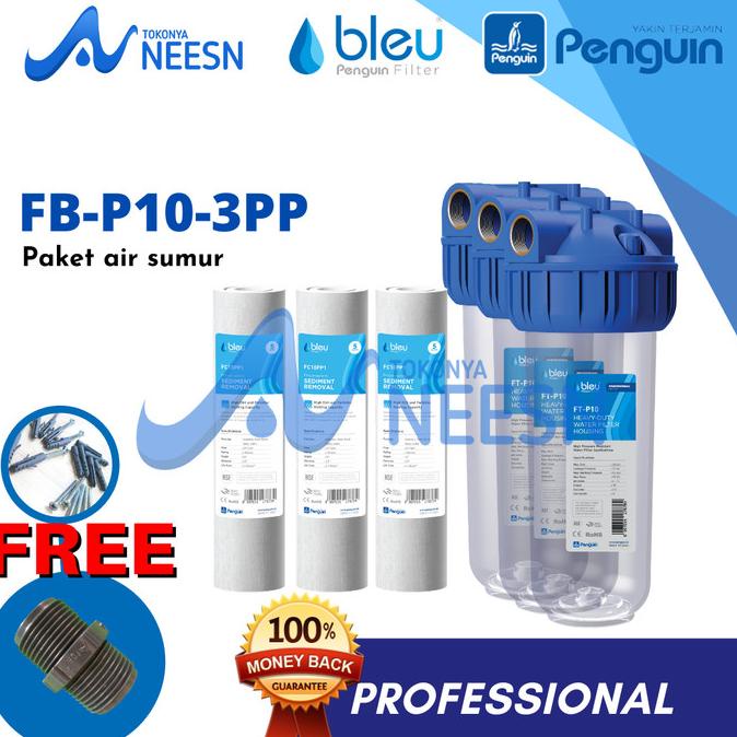 Paket Filter Air Sumur/Tandon/Toren Penguin 3 Fb 10" Pp Pro Kuningan