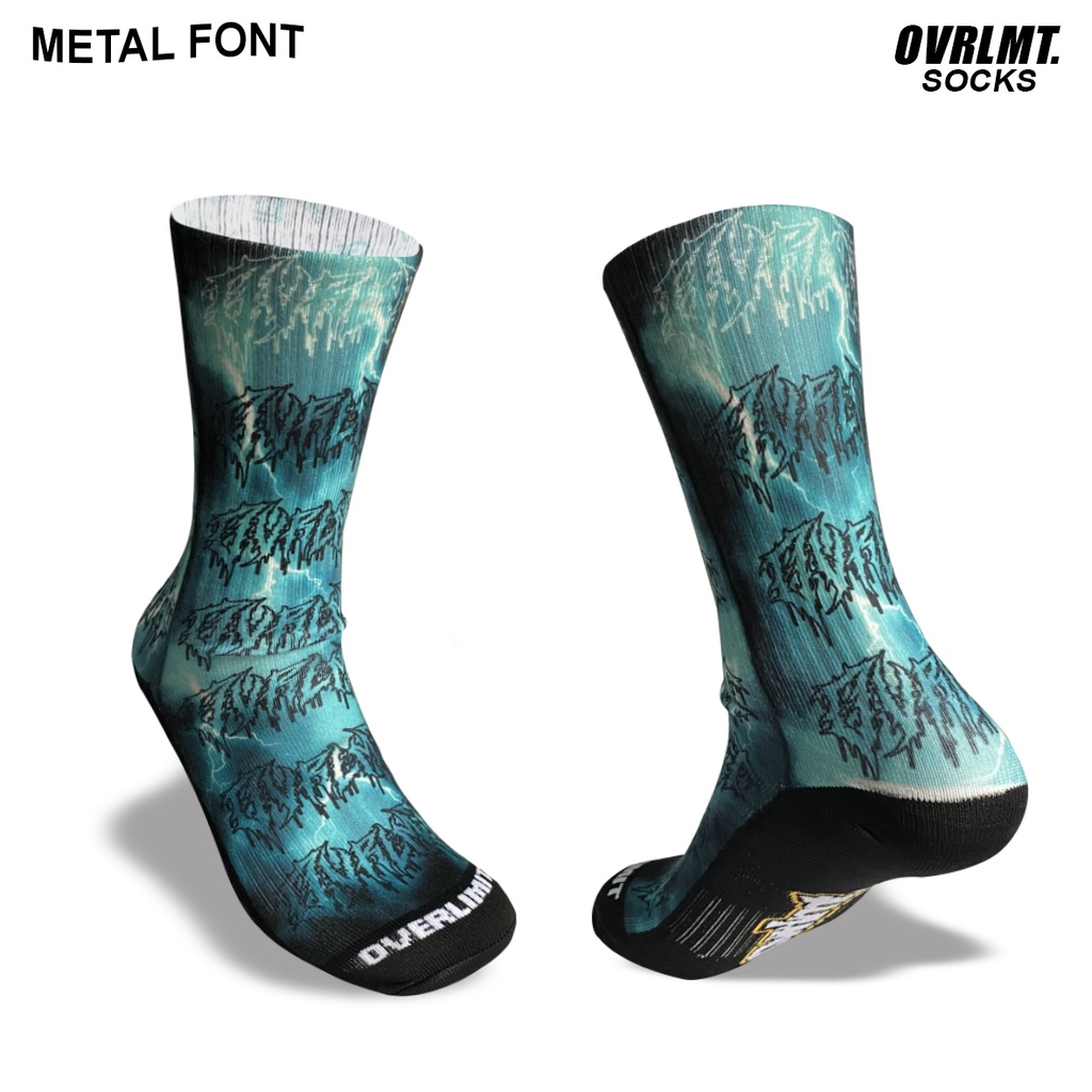 OVERLIMIT KAOS KAKI METAL FONT | Kaos Kaki Skate | Kaos Kaki Old School | Kaos Kaki Sublim | sock kaos kaki