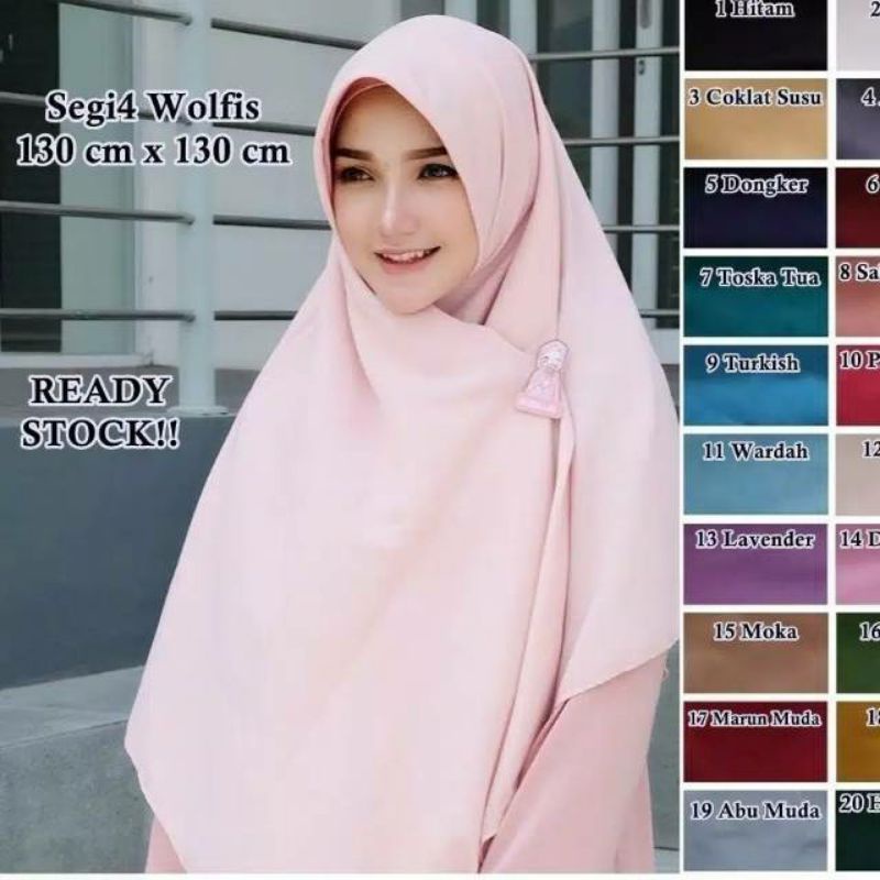 HIJAB SEGI EMPAT WOLFIS SYAR'I /JILBAB SEGI EMPAT JUMBO