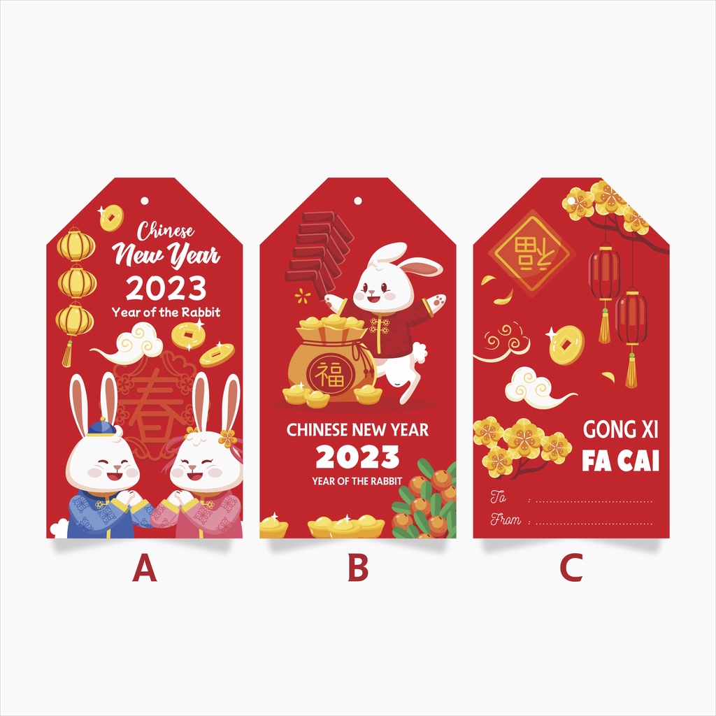 Hang Tag/Kartu Ucapan Label Gantung Hari Raya Imlek Chinese New Year Rabbit 2023