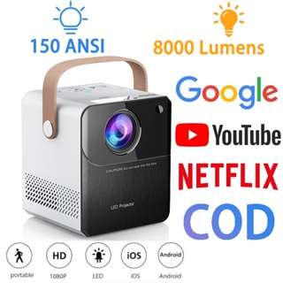 (𝐆𝐫𝐚𝐭𝐢𝐬 𝐎𝐧𝐠𝐤𝐢𝐫) Proyektor HD Smart Projector 1080P & 4K With WiFi & Bluetooth 150 ANSI 8000 Lumens