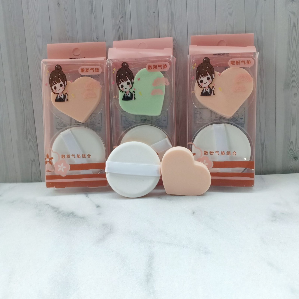 Sponge Bedak Isi 2 Pcs Powder Puff Spons Foundation Spon Makeup Puff Wajah Kemasan Plastik Import F882