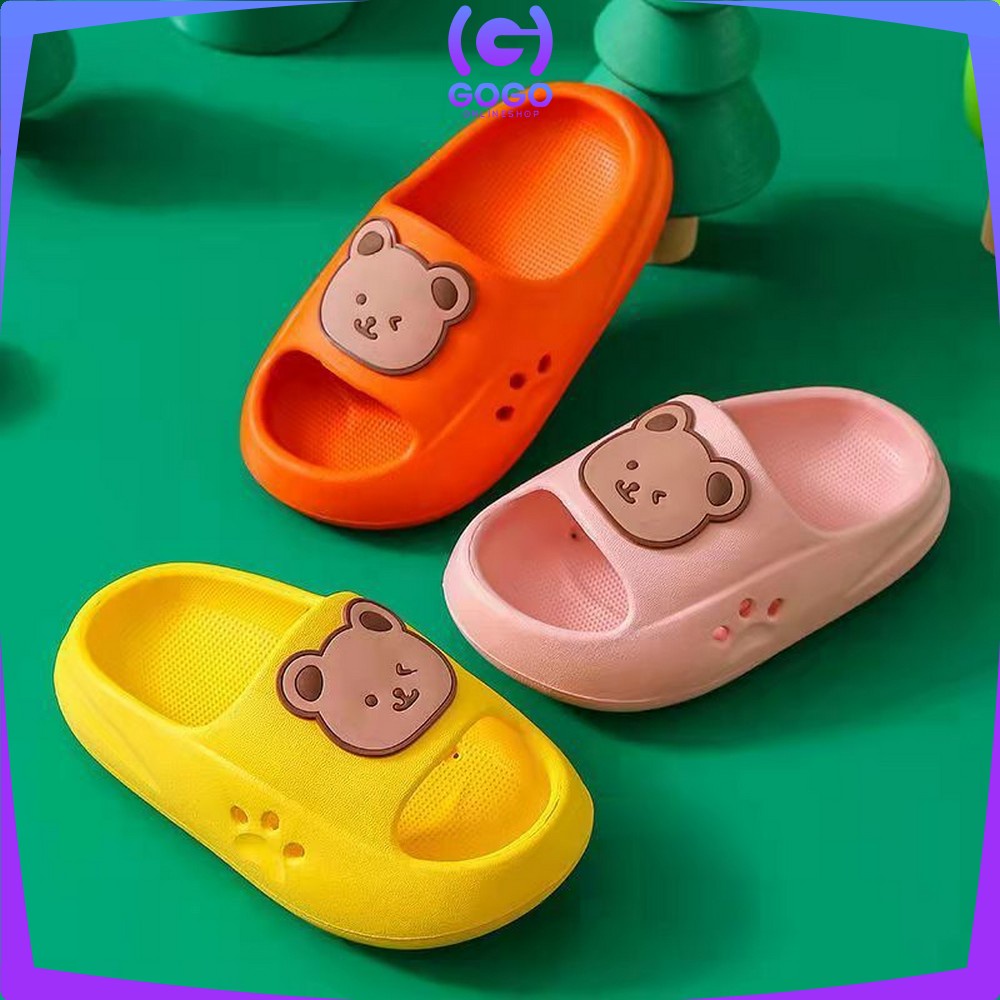 GOGO-S45 Sandal Anak Perempuan Laki Laki Model Slip On Motif Beruang Anti Slip / Sandals Bear Baby Slippers High Quality Import