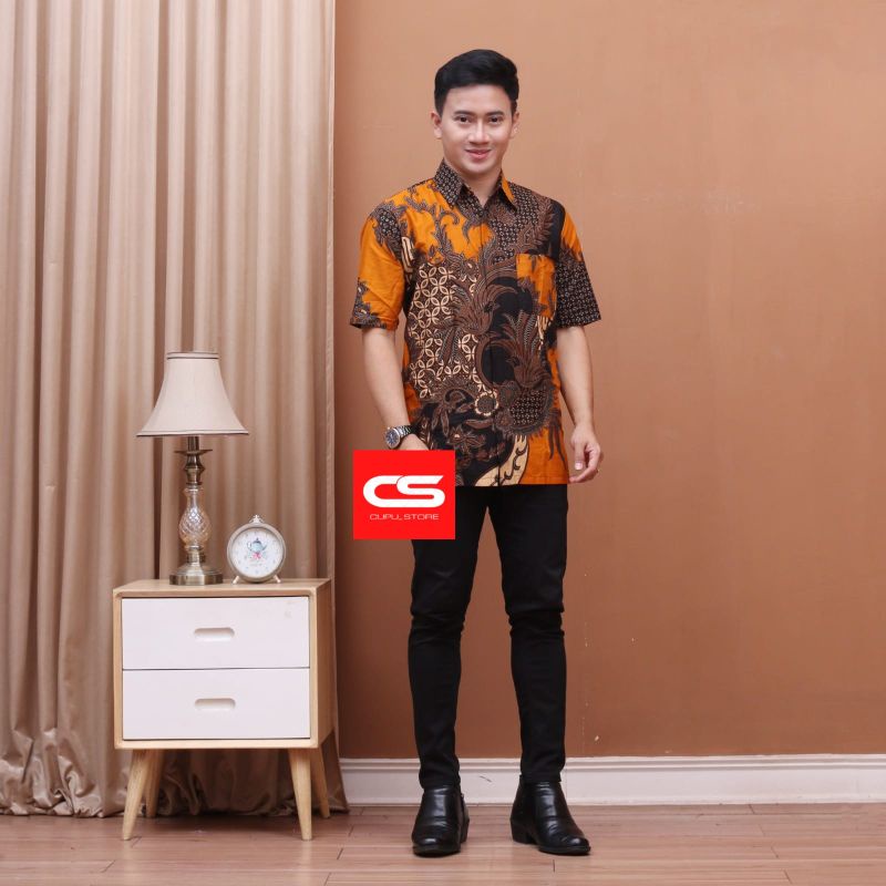 KEMEJA BATIK PROBOSETO KUNING NON FURING KATUN HALUS SRAGENAN SIZE S-XXL HIGH QUALITY