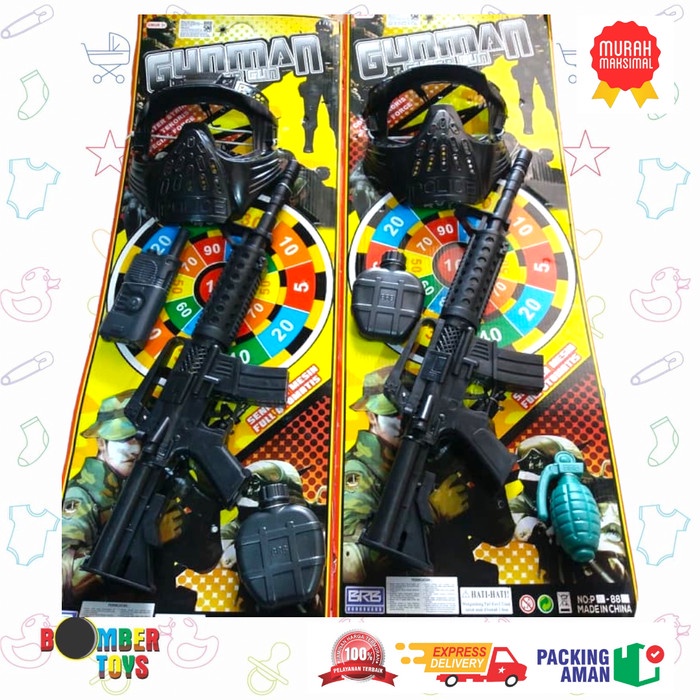 PROMO MAINAN ANAK PISTOL GUNMAN BISA BUNYI ADA TOPENG DAN SET SENJATA