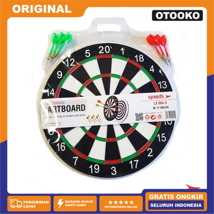 Paket Papan Dart Board Mainan Lempar Panah 2 Sisi Darts 17 Inch 004-3