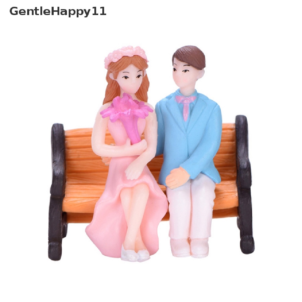 Gentlehappy 1pasang Pasangan Di Kursi Patung Miniatur Kerajinan Peri Taman Gnome Hadiah id
