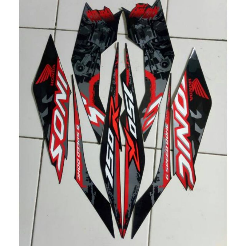 Striping sticker lis body honda sonic 150r 2019 2020 2021 2022 2023 2024 se hitam doff