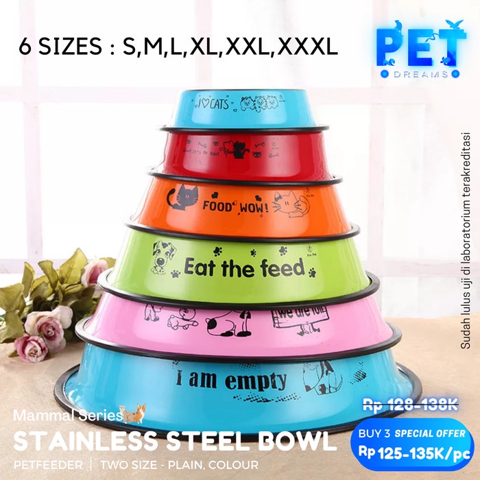 STAINLESS STEEL DOG AND CAT PET BOWL TEMPAT MAKAN MINUM ANJING KUCING