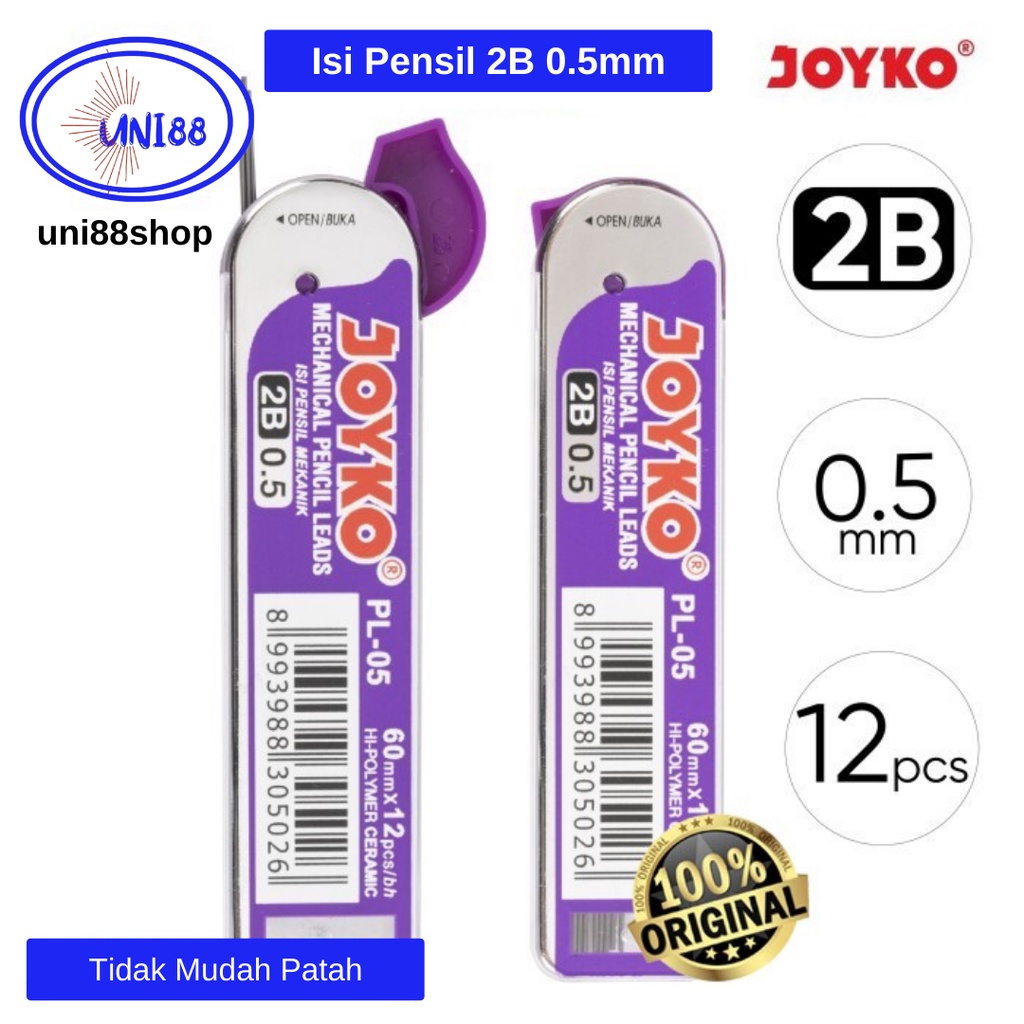 

Isi Pensil Mekanik Joyko PL-05 2B 0.5 mm Pencil Lead Isi Pensil 2B Joyko Refill Pencil Mekanik 0.5mm Alat Tulis Sekolah