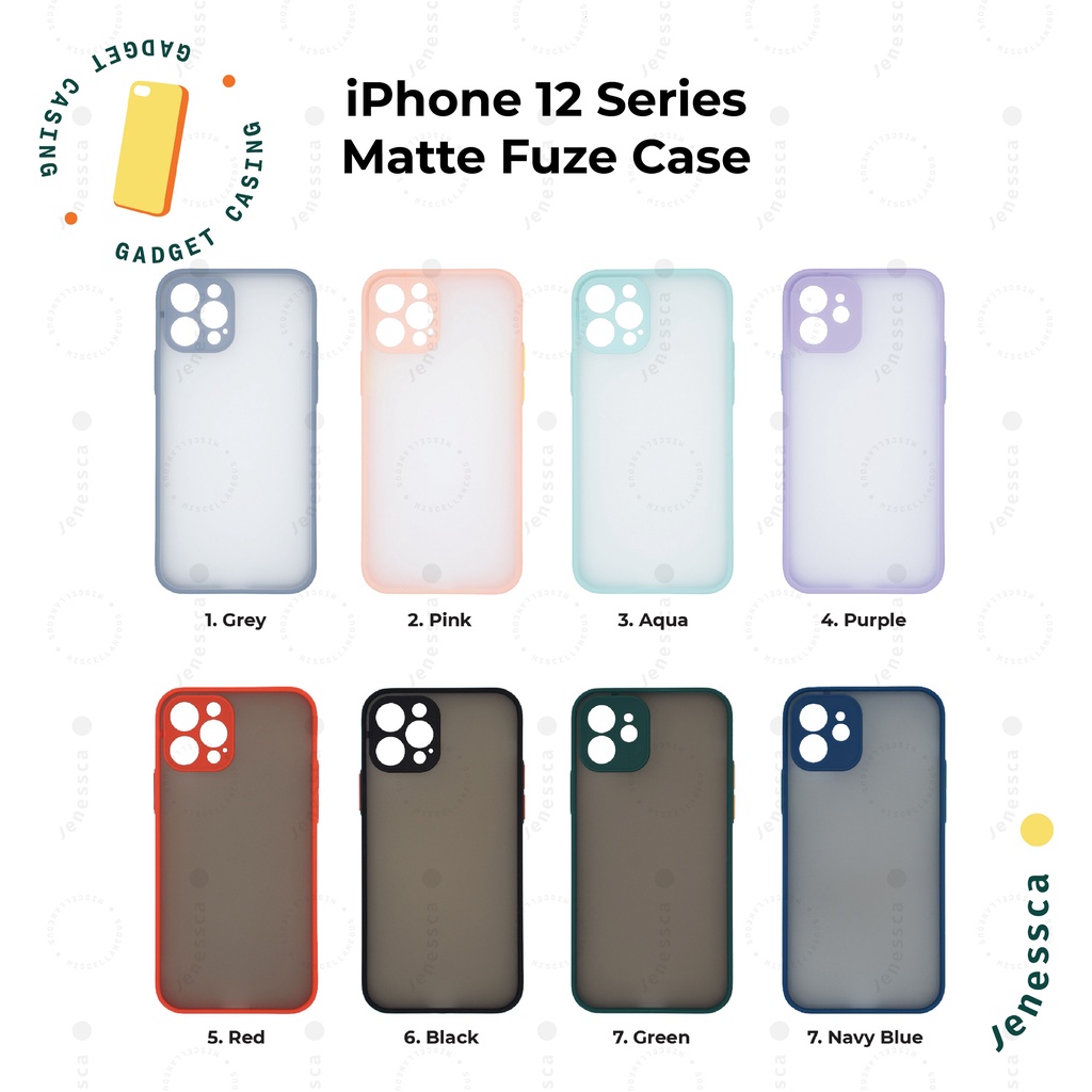 iPhone 12/Mini/12 Pro/Max Case Matte Casing Fuze Matte dengan Kamera