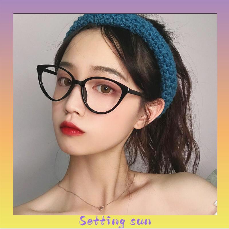 kacamata Korea Wanita Kacamata Anti Radiasi Retro Wanita Fashion Cat Eye Eyeglasses Versatile Optical Glasses UV400 Bingkai TN