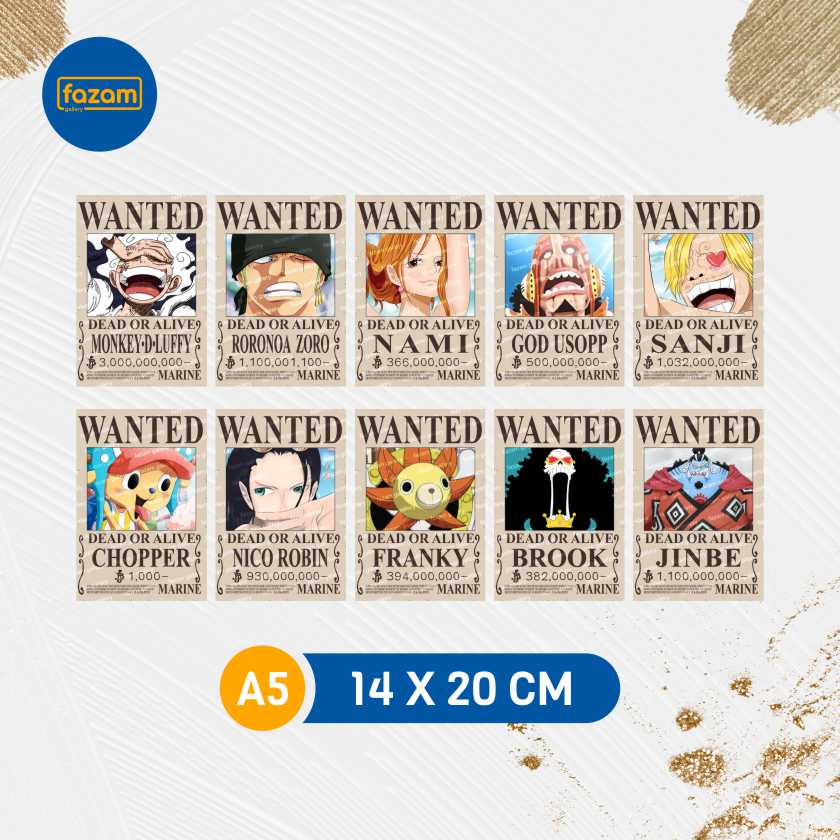 poster bounty wanted anime one piece terbaru after wano size ukuran A5 14x20