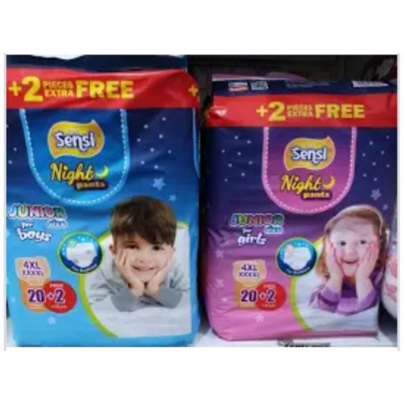 SENSI NIGHT PANTS JUNIOR for GIRLS / BOYS  3XL 24+2  &  4XL 20+2