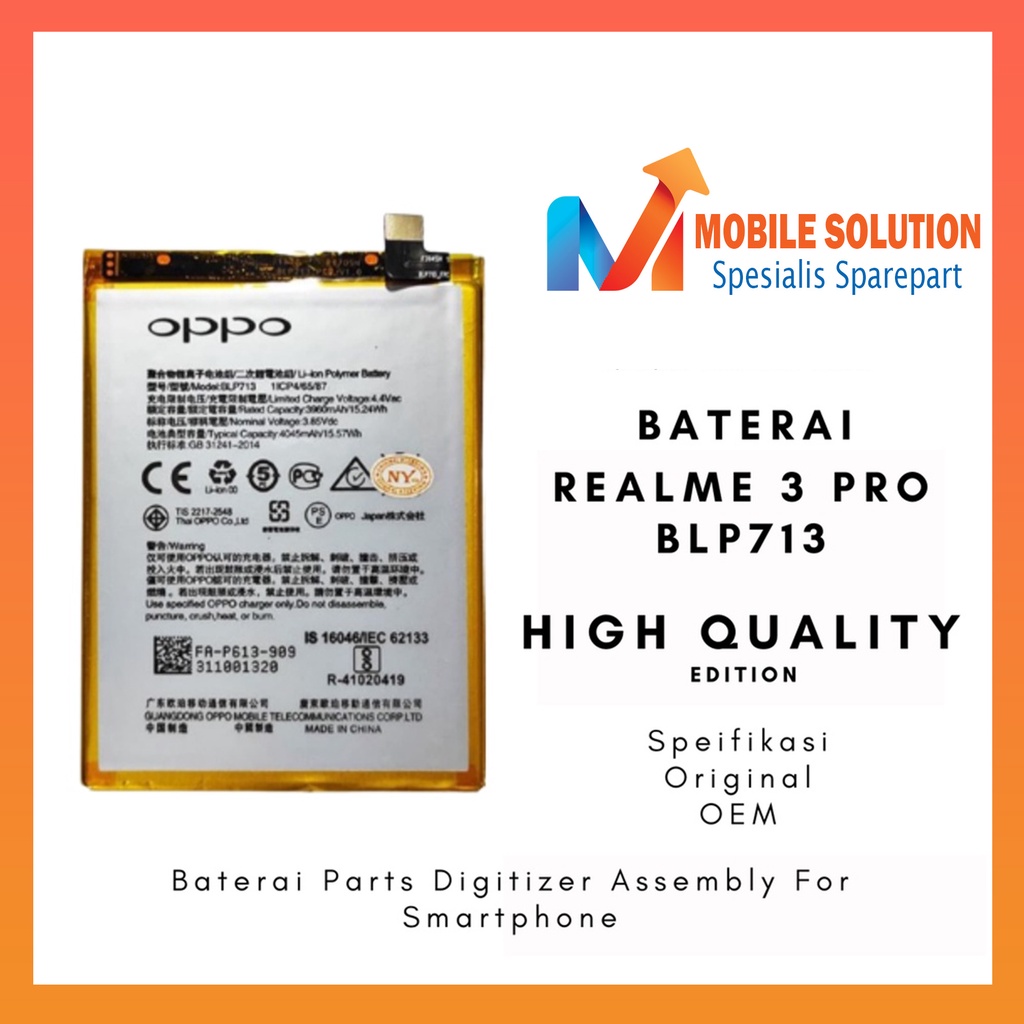 Grosir BBaterai Realme 3 Pro / Baterai Realme BLP713 Original Oem Garansi 1 Bulan + Packing