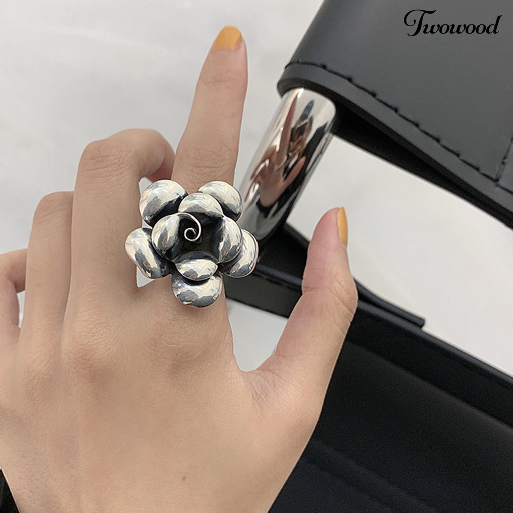 Cincin Model Terbuka Desain Bunga Untuk Wanita